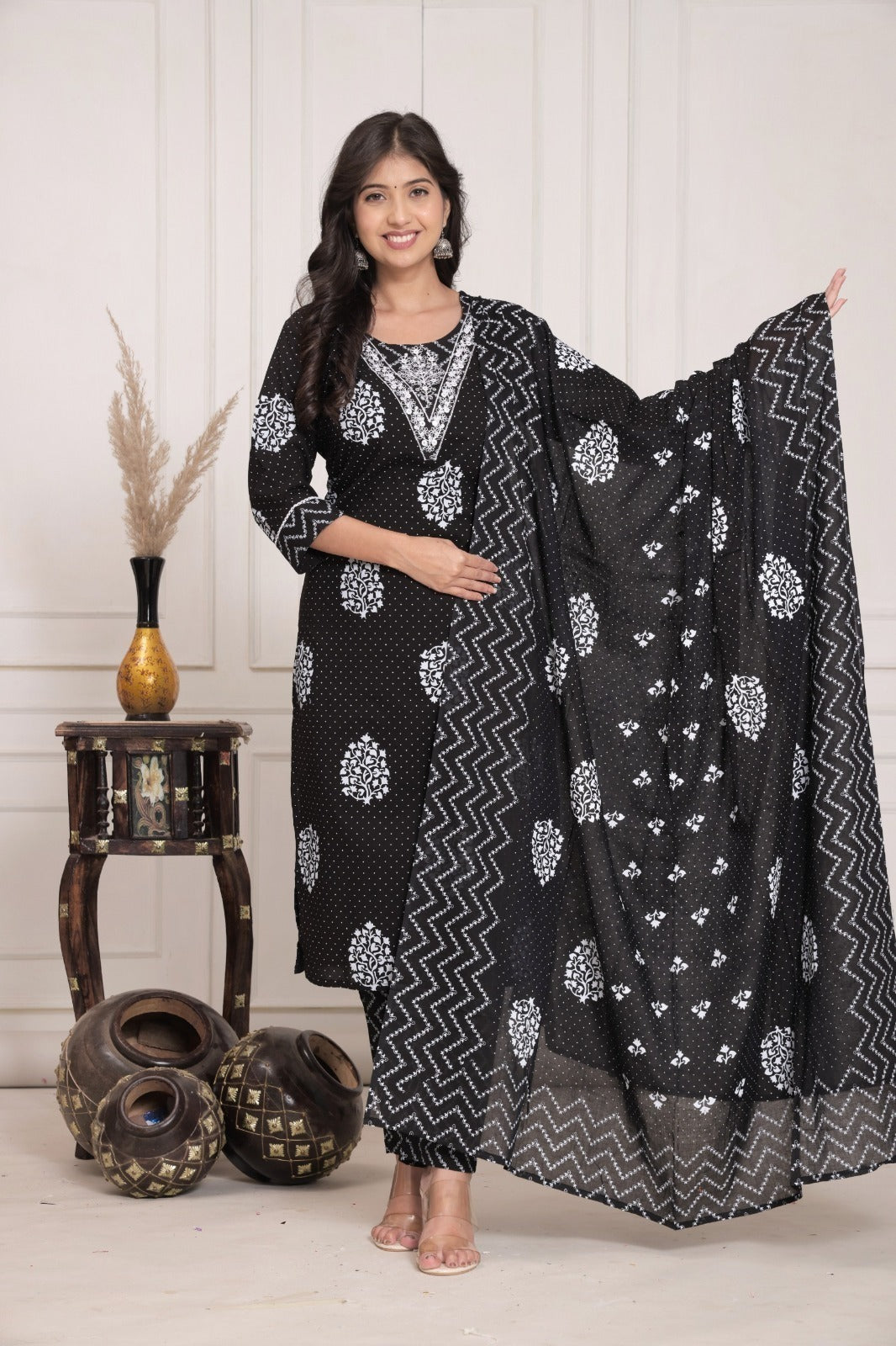 Block Print - Black Colour