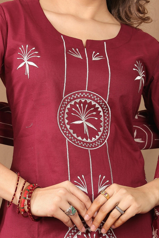 Thread work- Wine Colour