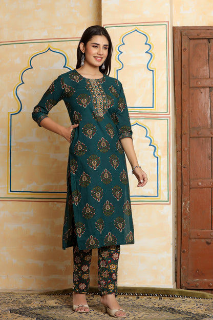 Floral - Teal Green