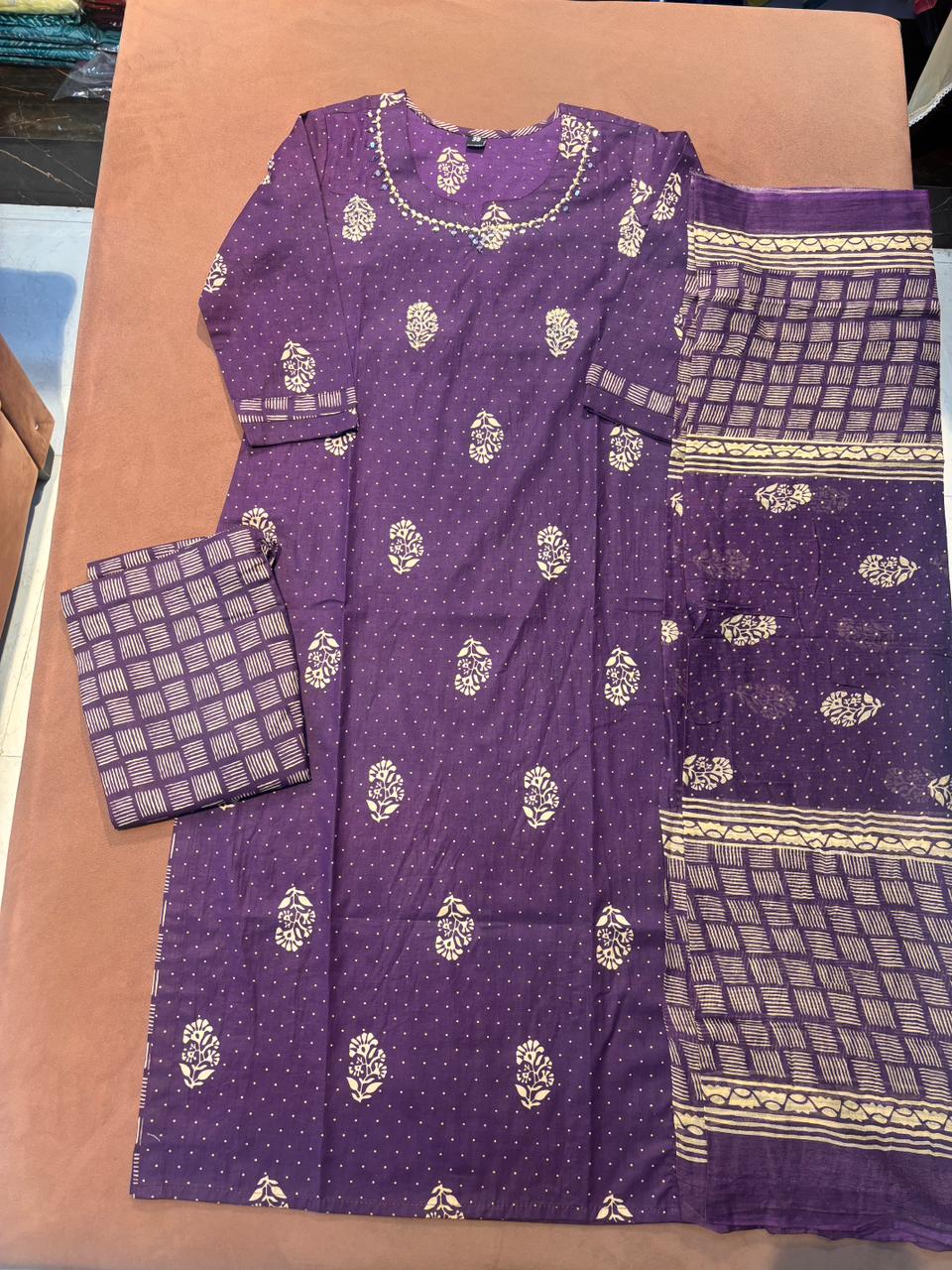 Block Printed -Purple Colour