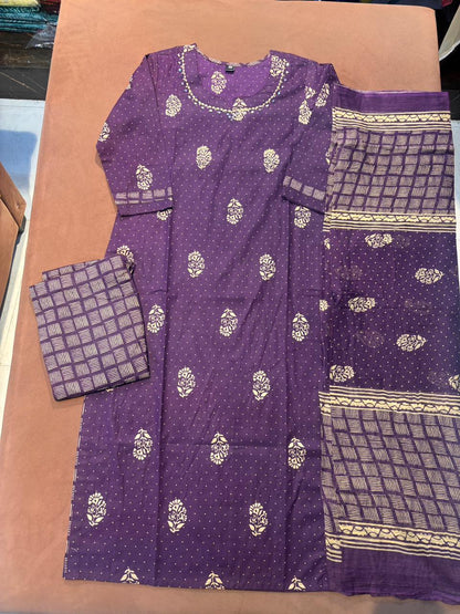 Block Printed -Purple Colour