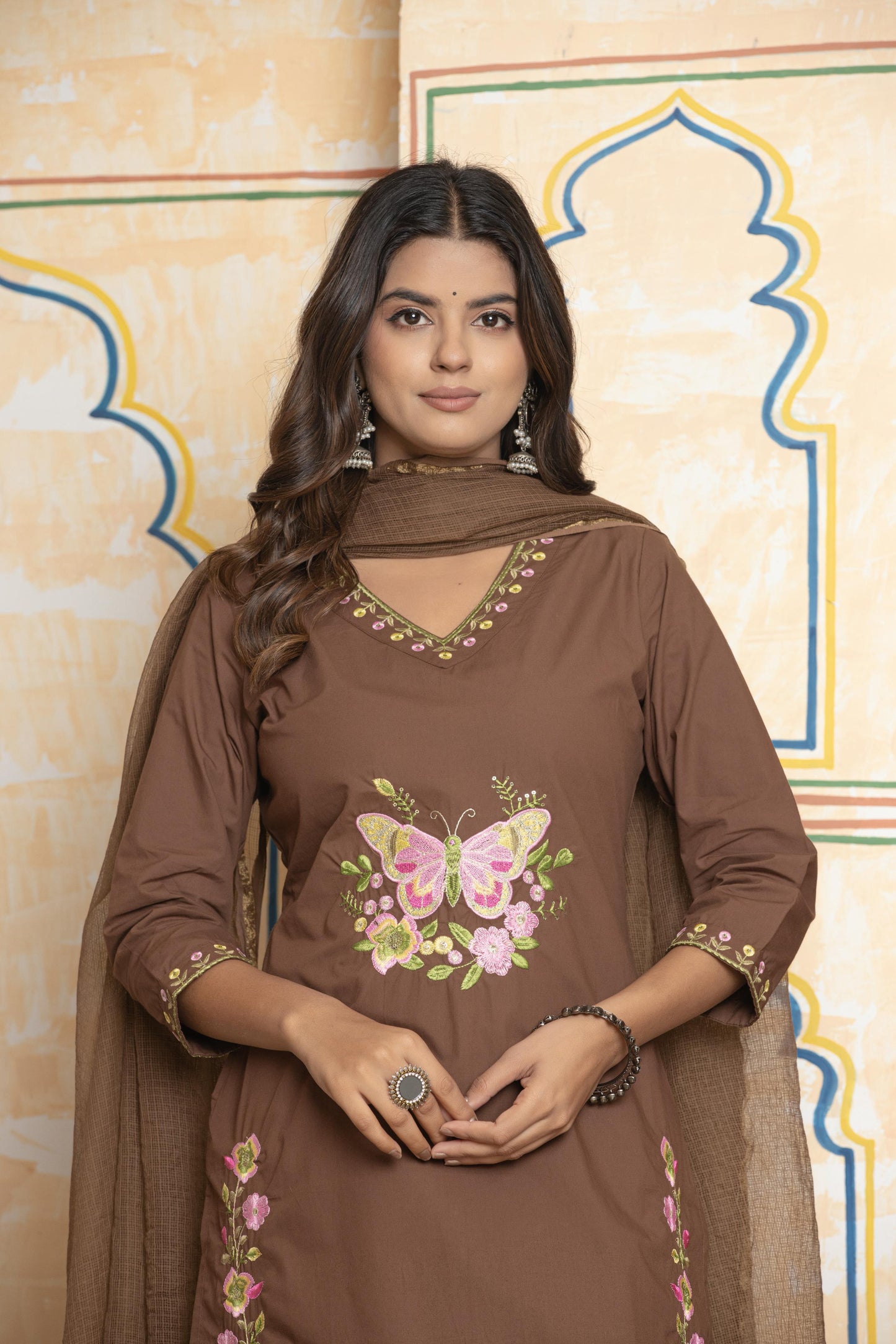 Butterfly Thread Work - Chocolate Brown