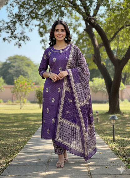 Block Printed -Purple Colour