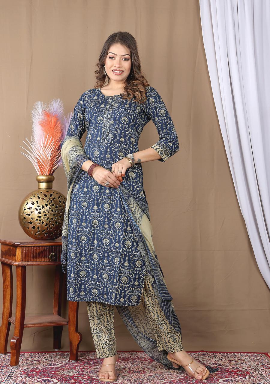 Floral -Navy Blue