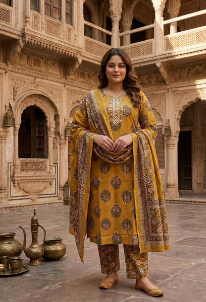 Plus Size - Floral Mustard