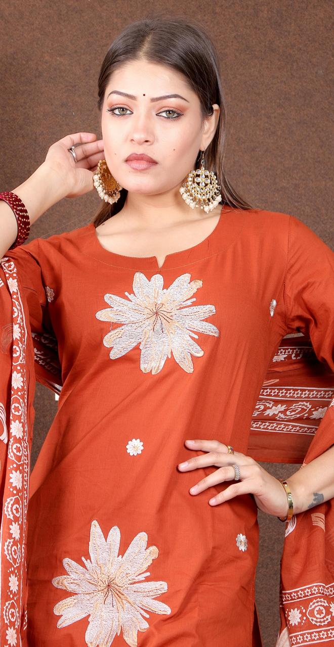 Thread work- Maroon Rust Colour