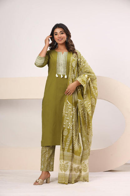 Kalamkari Yog - Solid Green