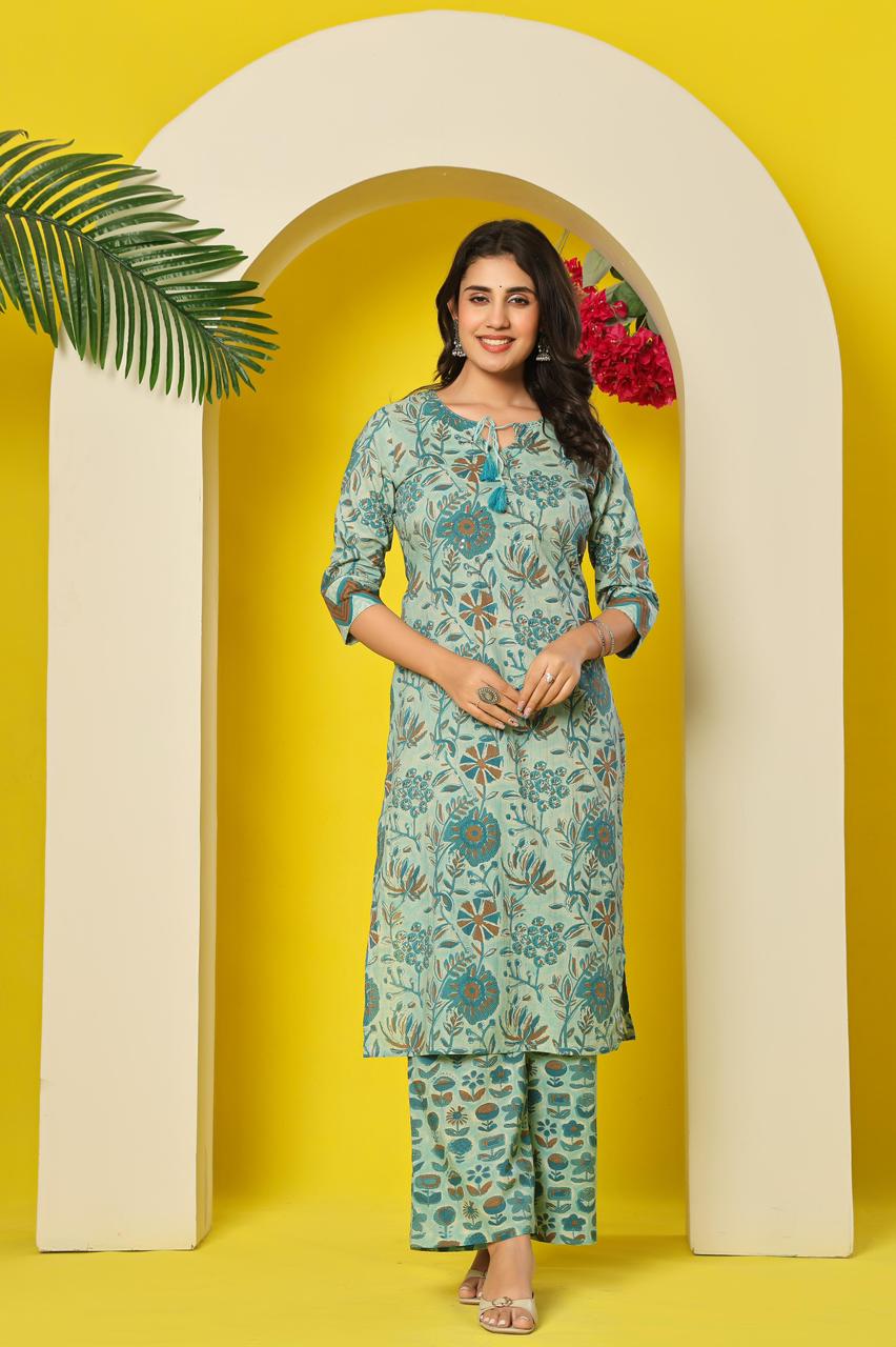 Floral -Seafoam Green