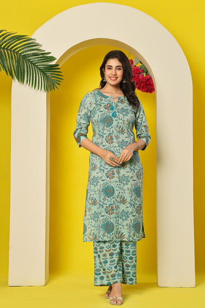 Floral -Seafoam Green
