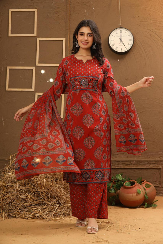 Ajrak - Maroon Red
