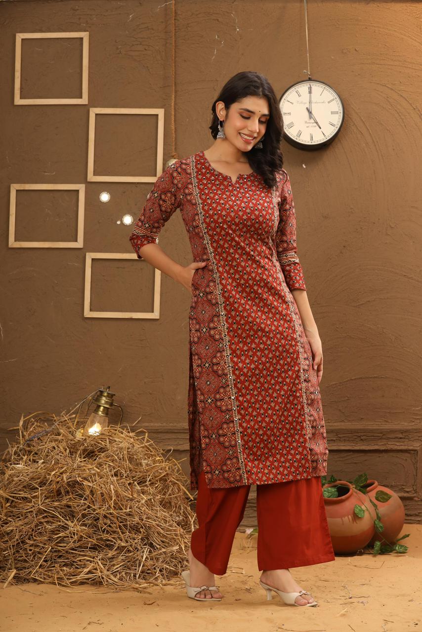 Ajrak -Rust Maroon Colour