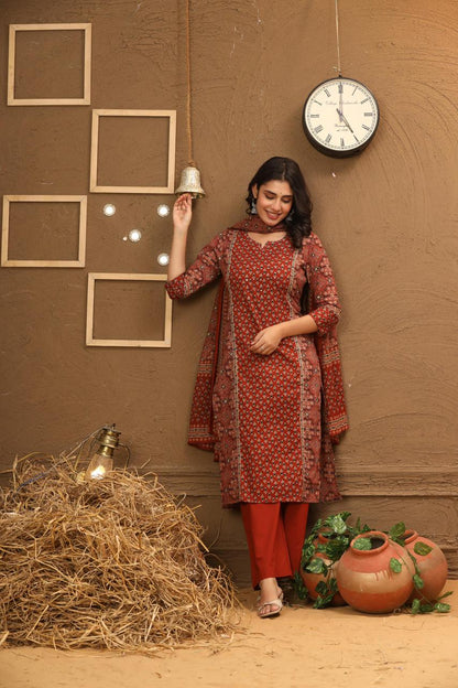 Ajrak -Rust Maroon Colour