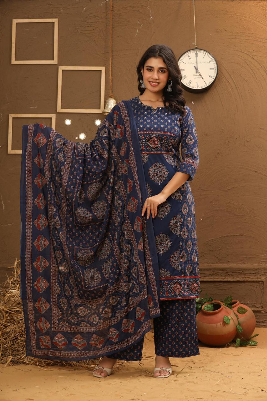 Ajrak -Indigo Colour