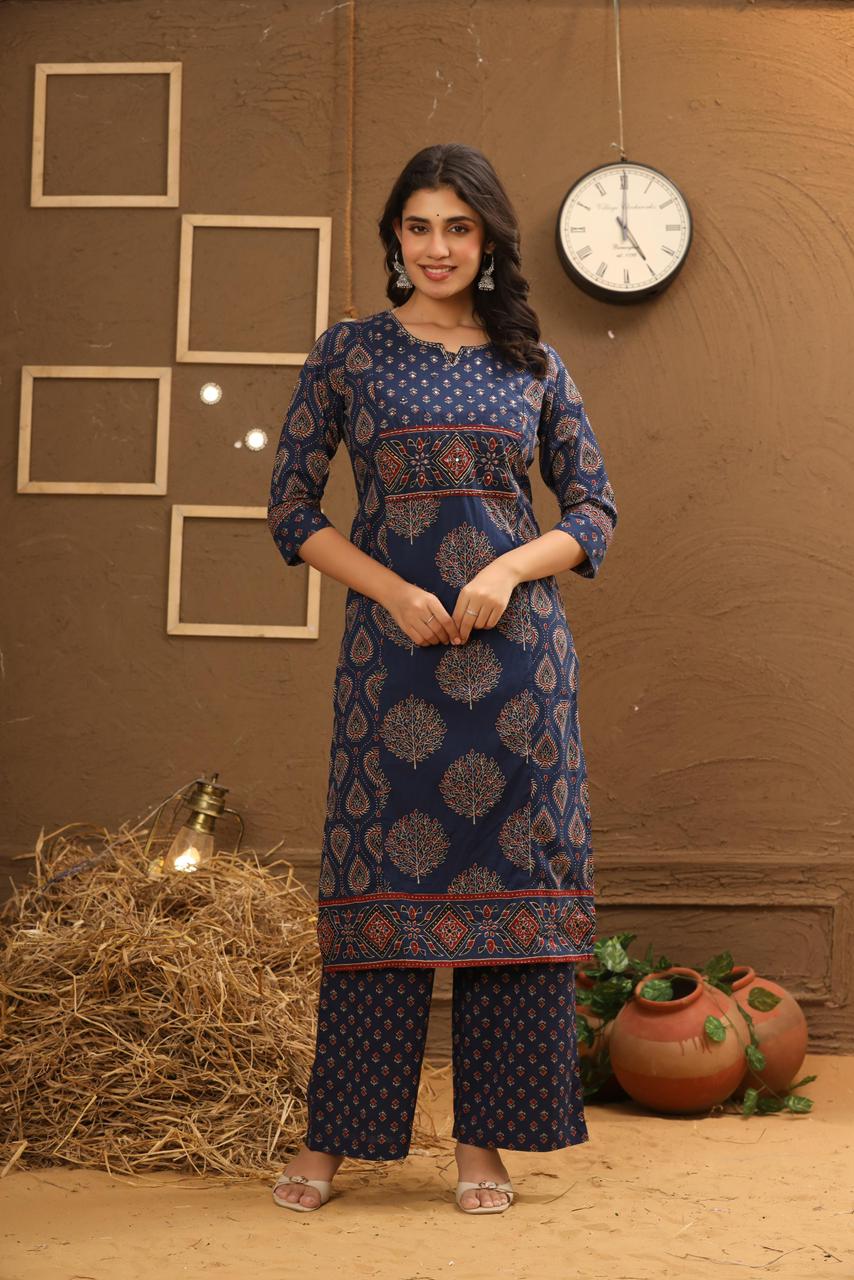 Ajrak -Indigo Colour