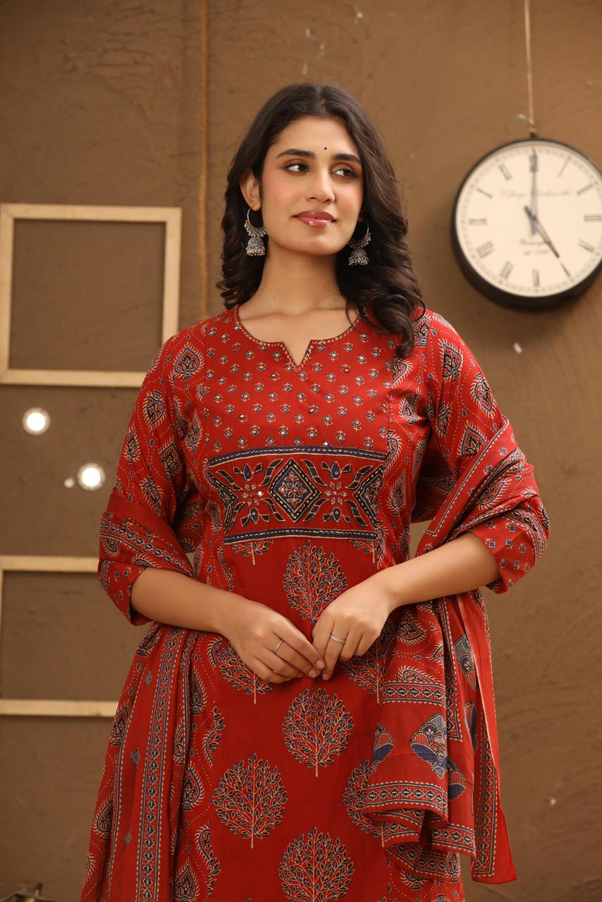 Ajrak - Maroon Red