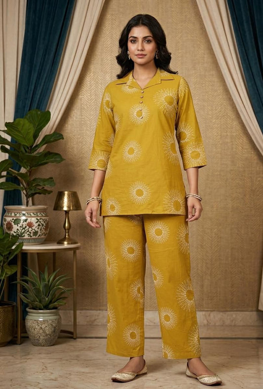 Coord - Floral Mustard