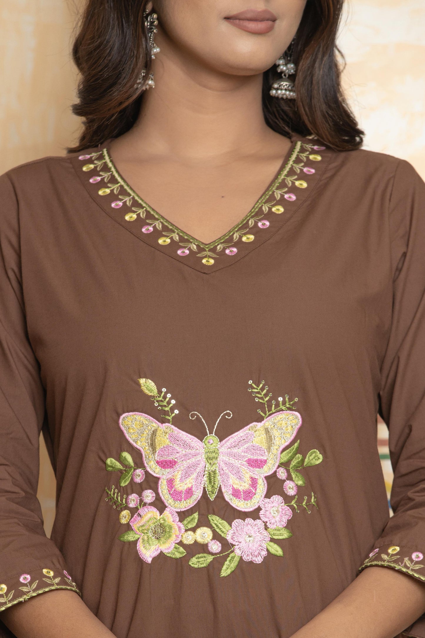 Butterfly Thread Work - Chocolate Brown