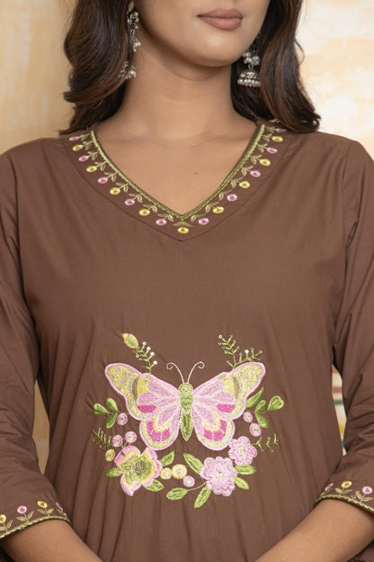 Butterfly Thread Work - Chocolate Brown
