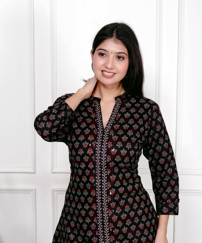 Floral - Black A -Line