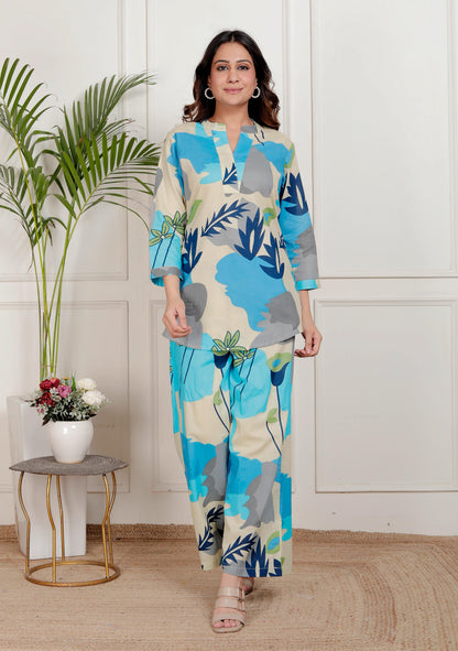 Coord - Floral Sky Blue