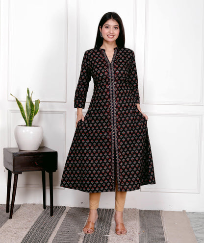 Floral - Black A -Line