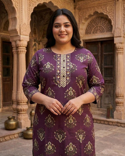 Plus Size - Floral Wine Hue