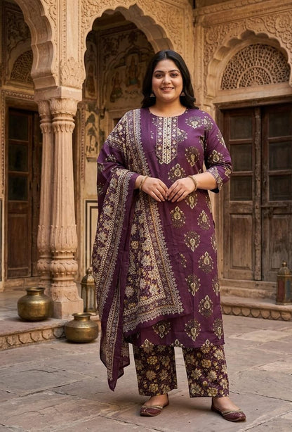 Plus Size - Floral Wine Hue