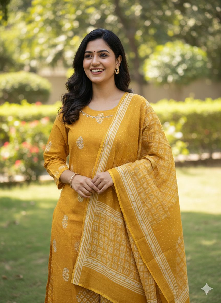 Block Printed - Musterd Yellow Colour
