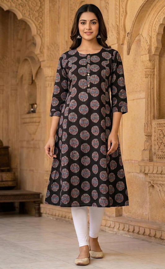 Floral - Black Ajrak