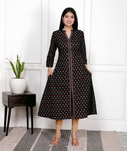 Floral - Black A -Line
