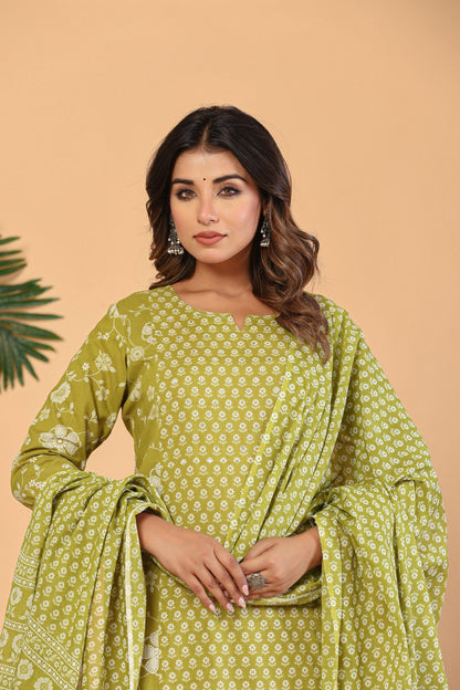 Sanganeri Floral - Green