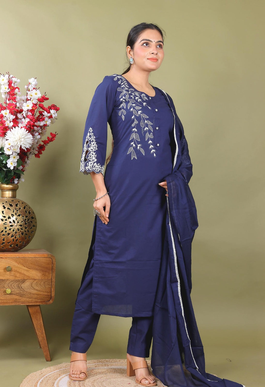 Embroidery - Navy Blue Colour
