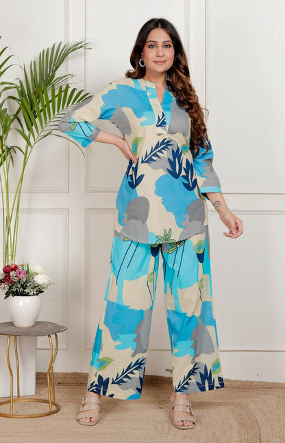 Coord - Floral Sky Blue